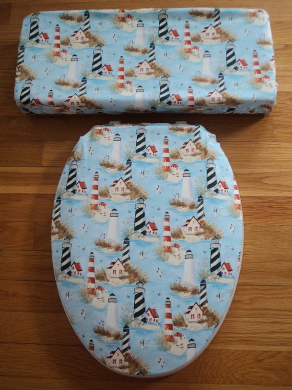 Lighthouse Nautical Toilet Seat & Tank Lid by LoveVanillaRose