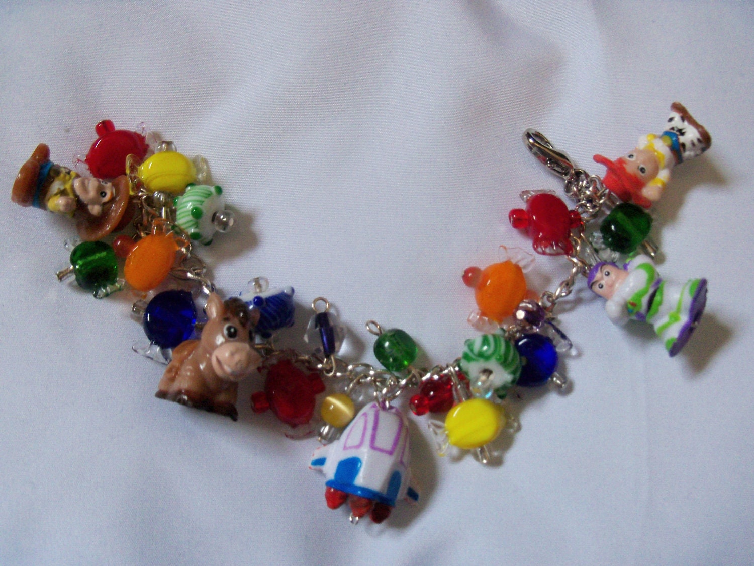 OOAK TOY STORY chunky charm bracelet jessie woody by pinkfuschia