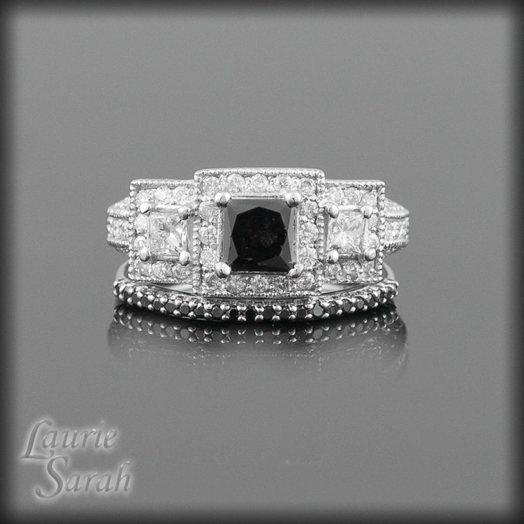 Princess Cut Black Diamond Engagement Ring by LaurieSarahDesigns