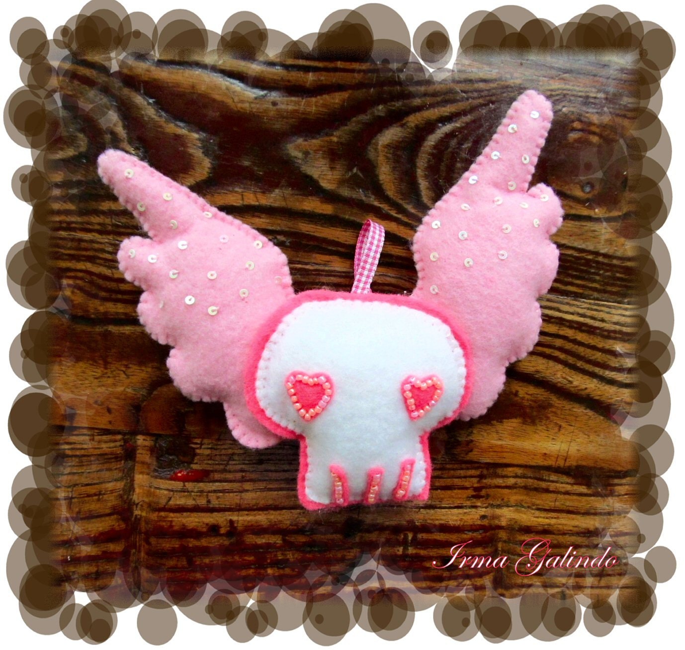 Pink Butterfly Skull Ornament