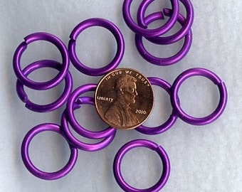12 gauge 18mm OD VIOLET Anodized Aluminum Jump Rings
