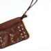 vintage STUDD clutch / 1970s taupe LEATHER wristlet