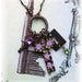 Vintage Key Necklace Enamel Purple Roses Lock Crystals Keyhole Dark Patina Charms