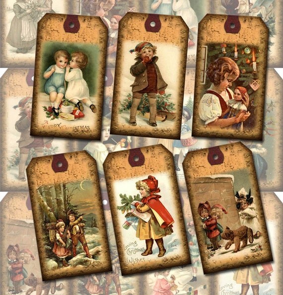 christmas vintage primitive hang gift tags labels instant christmas vintage primitive hang gift tags labels instant