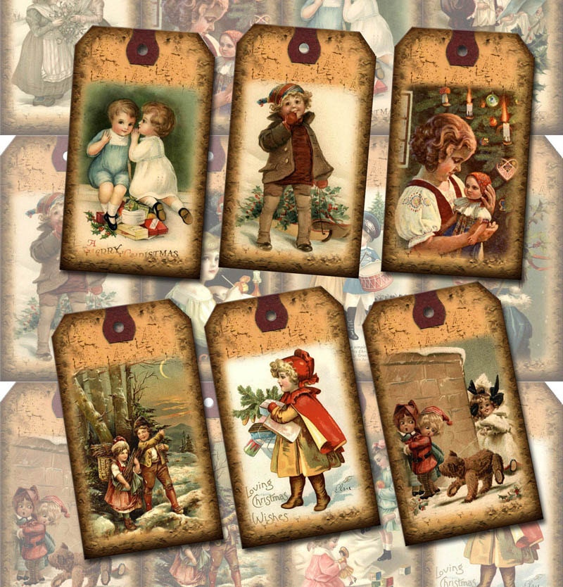 christmas vintage primitive hang gift tags labels instant christmas vintage primitive hang gift tags labels instant