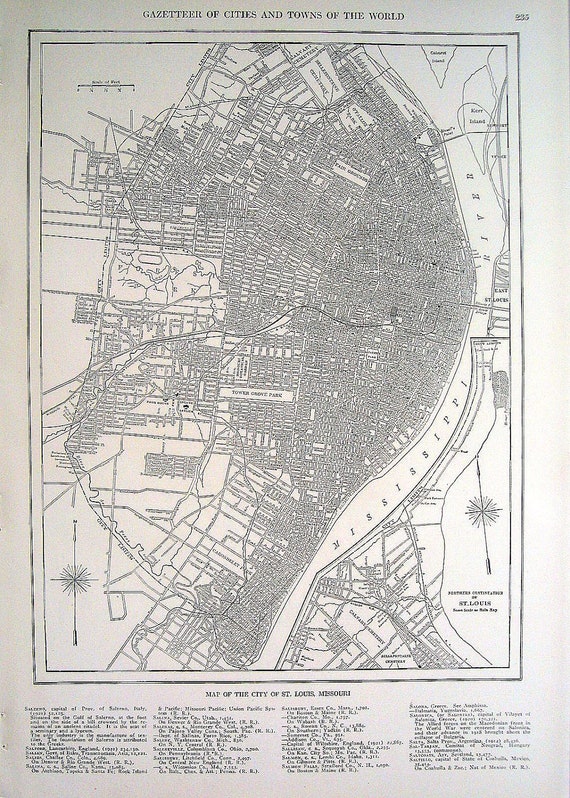 St. Louis Missouri USA City Map 1928 Vintage Map from World