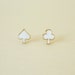 Let's Play Card - The Milk White Enameled on Spade and Club Gold Setting Ear Studs/Earring/Ear Posts