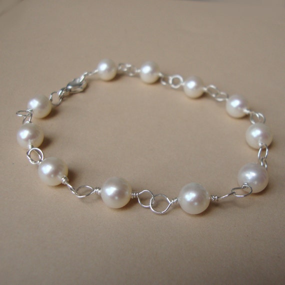 Fresh Water Pearl Bracelet Bridal Jewelry Bridesmaids by lizix26