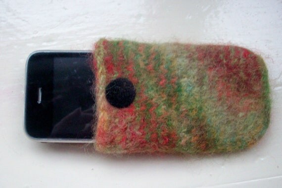Fun felted wool cell phone cozy unisex red by SpinningStreak
