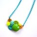 Bright Neon Jewelry - Vintage Button Necklace - Aqua, Tangerine Orange, Yellow, Lime