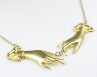 Hand necklace retro Victorian brass Georgia O'Keeffe