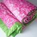 Twin Sized Blanket - Paisley Hot Pink and Green Zebra Print Minky Bedding