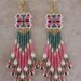 Seed Bead Beadwoven Earrings - Free Shipping - SageGreen/Pink