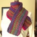 Crochet Wool Scarf, Handmade Soft, Brilliant Colors, Hot Pink Purple Blue Green