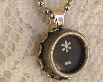 Vintage Typewriter Key Necklace, Asterisk