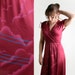 1970s Wrap Dress - Plum Purple Vintage Bird and Cloud Print Day Dress - Small to Medium
