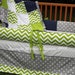 Custom Lime/Chartreuse Grey and Navy Designer Boutique Crib Bedding Set CHOOSE & CUSTOMIZE
