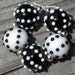 Handmade lampwork beads, bumpy, black and white, "Simplicity"