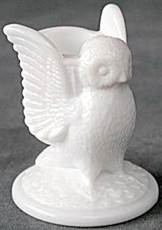Westmoreland Glass White Milk Glass Open Wing Owl by Debrasgoods