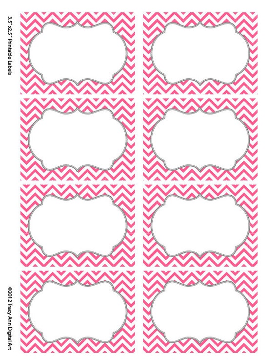 Hot Pink Chevron Labels Print your own Labels Autumn