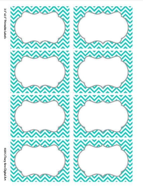 Turquoise Chevron Labels Print your own Labels 5 versions