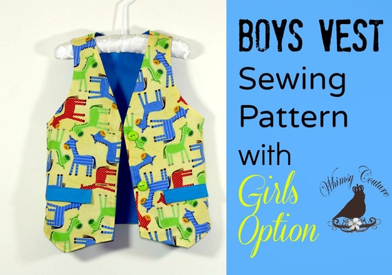 Vest Sewing Pattern with girls/boys version NB 8 Whimsy