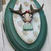 Deer Porcelain Wall Doll---3 x 5 Oval Wood Plaque