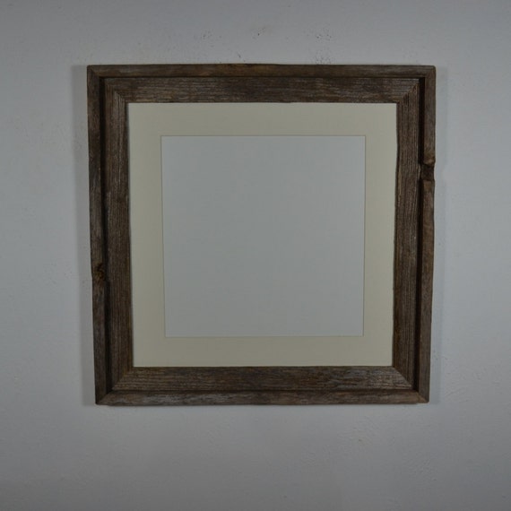 16x16 barnwood photo frame with 12x12 off white mat