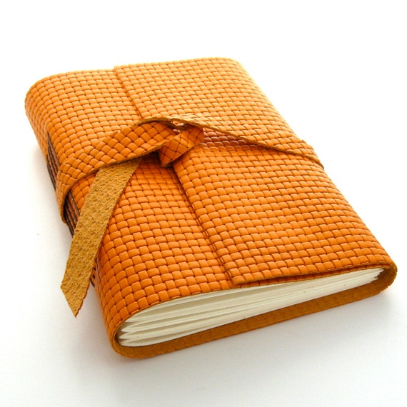 Orange Leather Journal and Sketchbook An Autumn by AnchorRoad