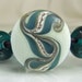 Etched Pale Green, Teal,Silvered Ivory Lampwork Bead Set