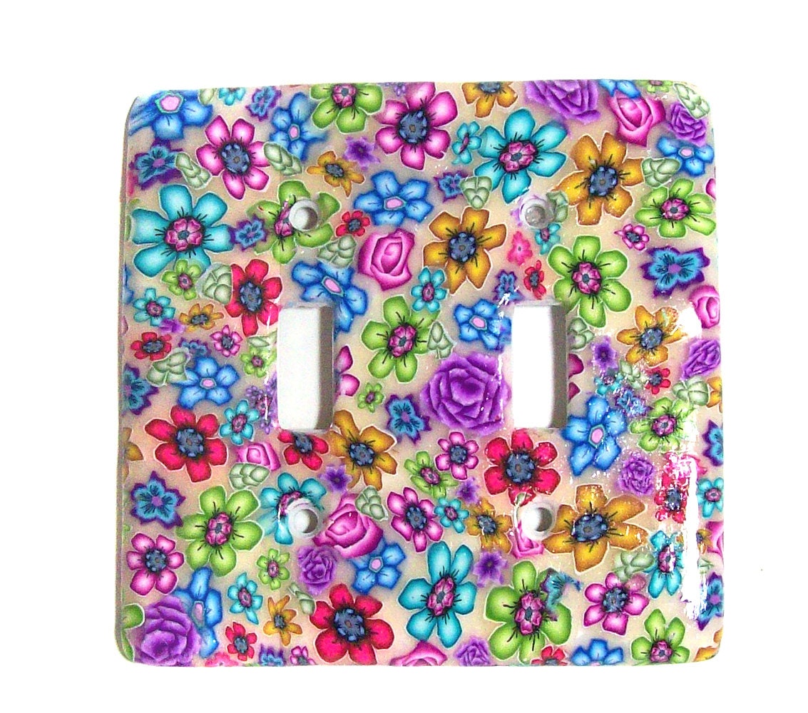 Light switch cover plate English Garden Millefiori polymer Light switch cover plate English Garden Millefiori polymer