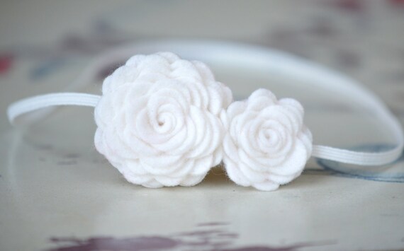 White Flower Headband - Baby Flower Headband - Felt Flower Headband In ...