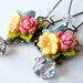 Pink Peach Turquoise Blue Summer Bouquet Earrings, Swarovski Crystal