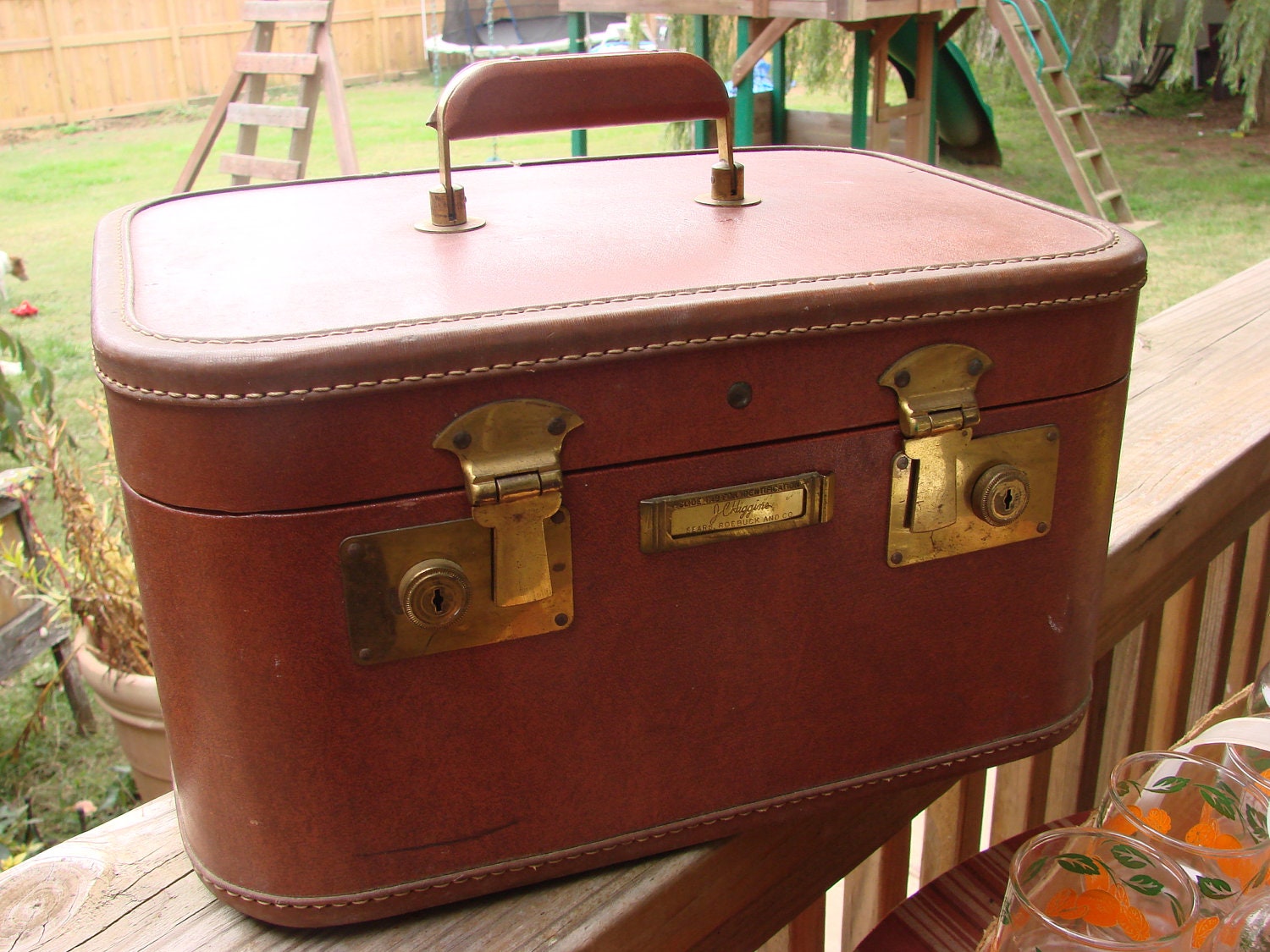 Vintage Brown JC Higgins Train Case or Suitcase Luggage