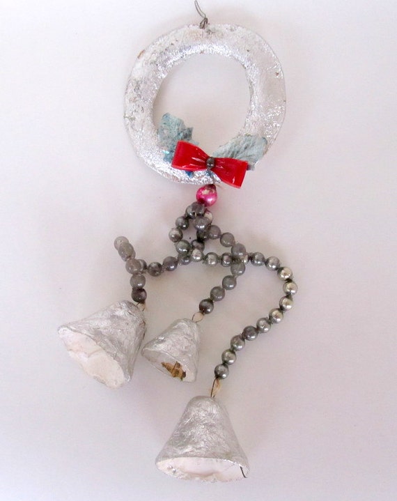 vintage silver paper mache christmas bell ornaments japan vintage silver paper mache christmas bell ornaments japan