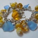 Genuine Blue and Yellow Sea Glass Charm Bracelet Beach Glass Seaglass Bracelet