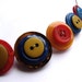 Button necklace, orange, blue, red, rust, Moroccan, handmade, ooak, matching set