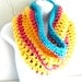 Infinity Scarf Cowl, Blue Yellow and Pink, Bright Chunky Scarf "Buy one get one 50% off lowest price"