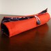 Black Friday Etsy Cyber Monday - FREE SHIPPING over 50.00 - Makeup Brush Roll - Size Small - Orange and Dark Blue