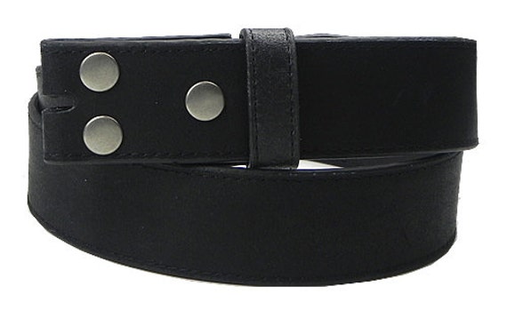 Black Leather Belt Strap with Snaps Removable Changeable