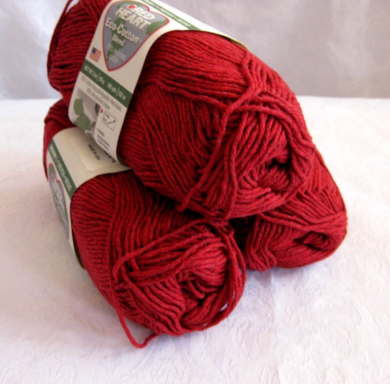 Red Heart Eco Cotton Yarn currant red recycled by crochetgal