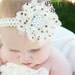Baby Girl Headband - Cream An Brown Polka Dot Baby Headband - Newborn Infant Toddler Headband - Baby Bows - Baby Girl - Cream Lace Headband