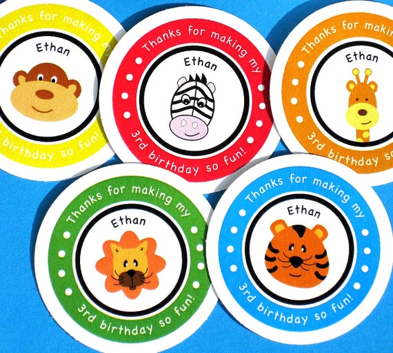 Items similar to PRINTABLE Zoo Animal Labels, DIY Personalized Stickers