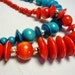 2 vintage 1980s chunky bead necklace red and blue