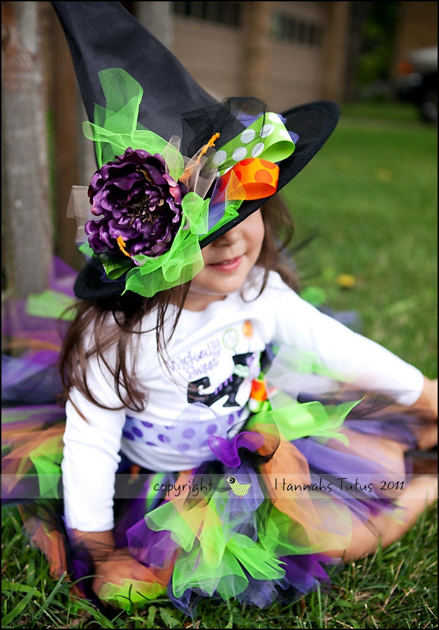 Wickedly Sweet Witches Hat Toddler Girls Green Purple Orange
