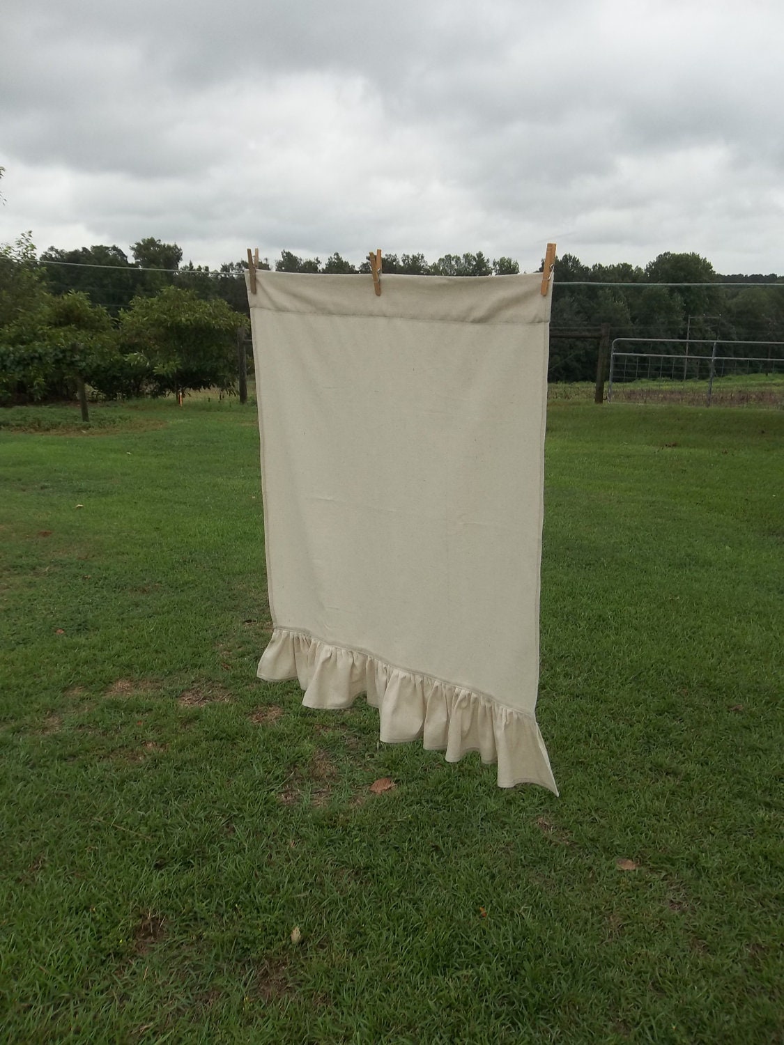  Ruffled  Valance Linen Curtain  Ruffled Burlap Curtain  by 