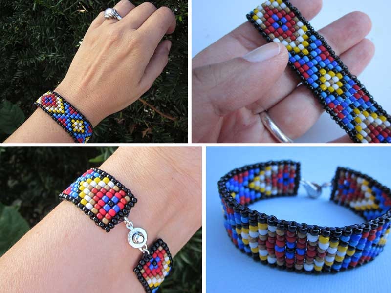 friendship square stitch bracelet native american pattern