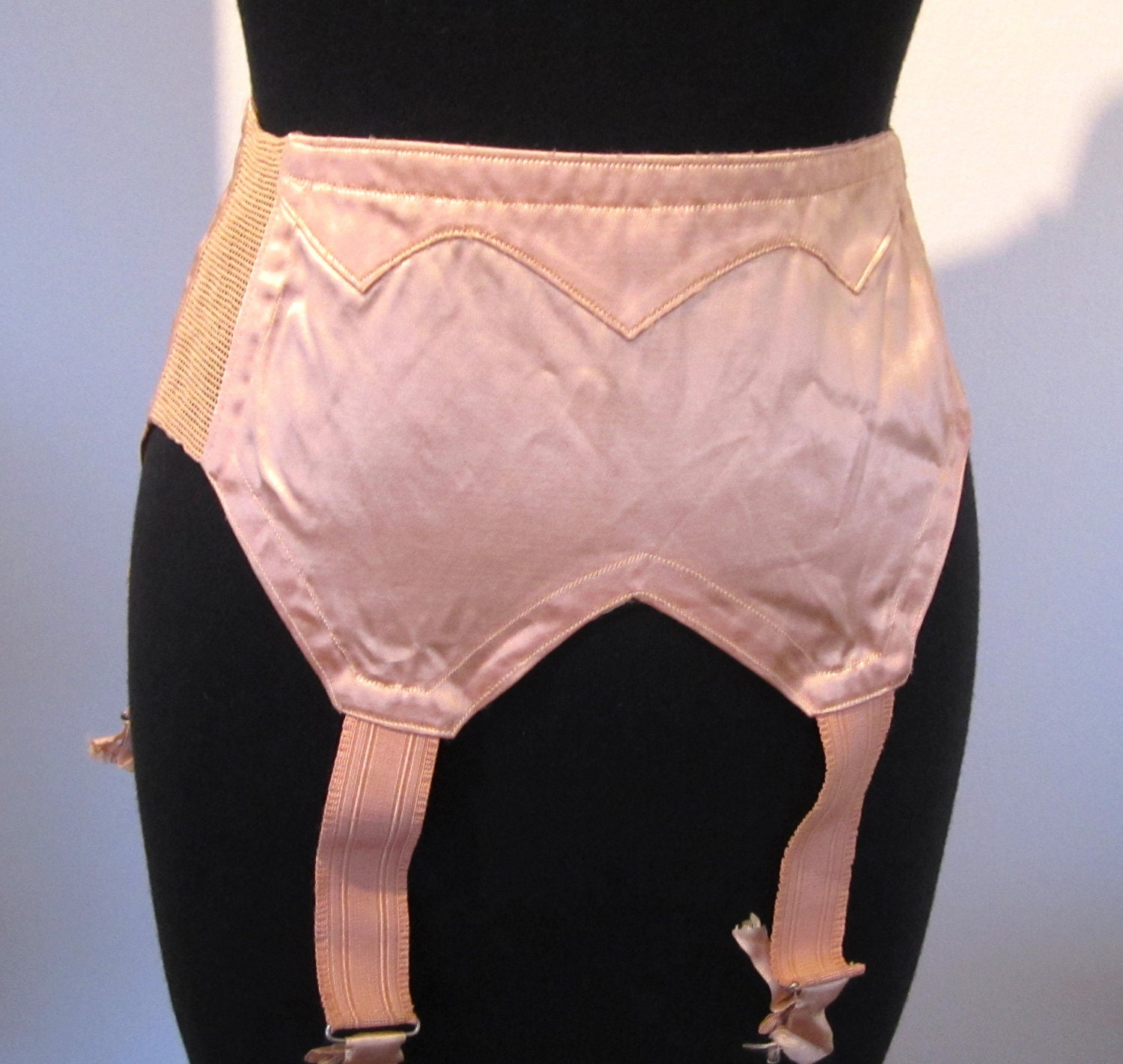 Vintage Garter Belt 1950 S New Old Stock Peach Satin With Hot Sex Picture