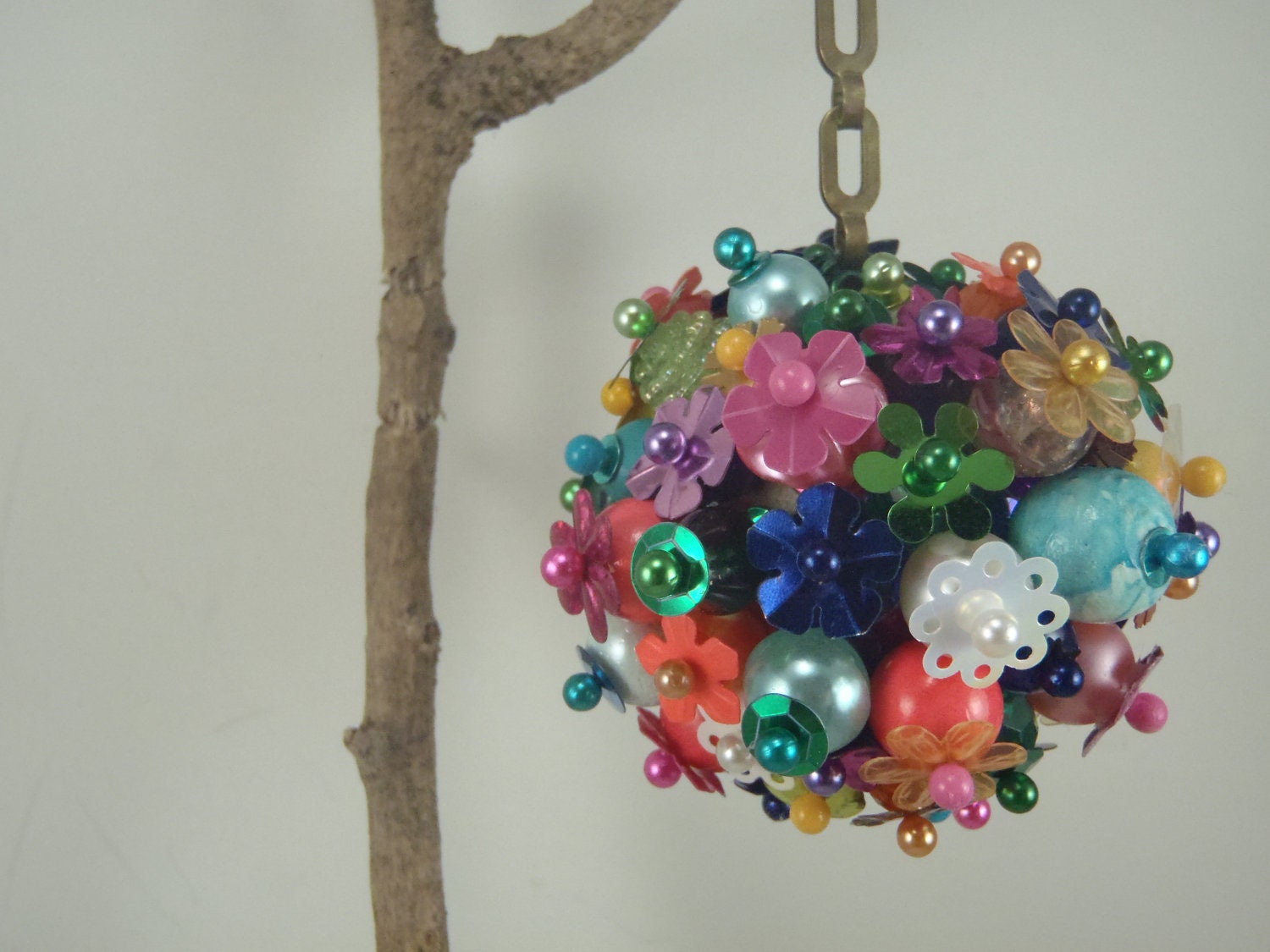Funky Beaded Christmas Ornament Multi Colored Hanging Decoration
