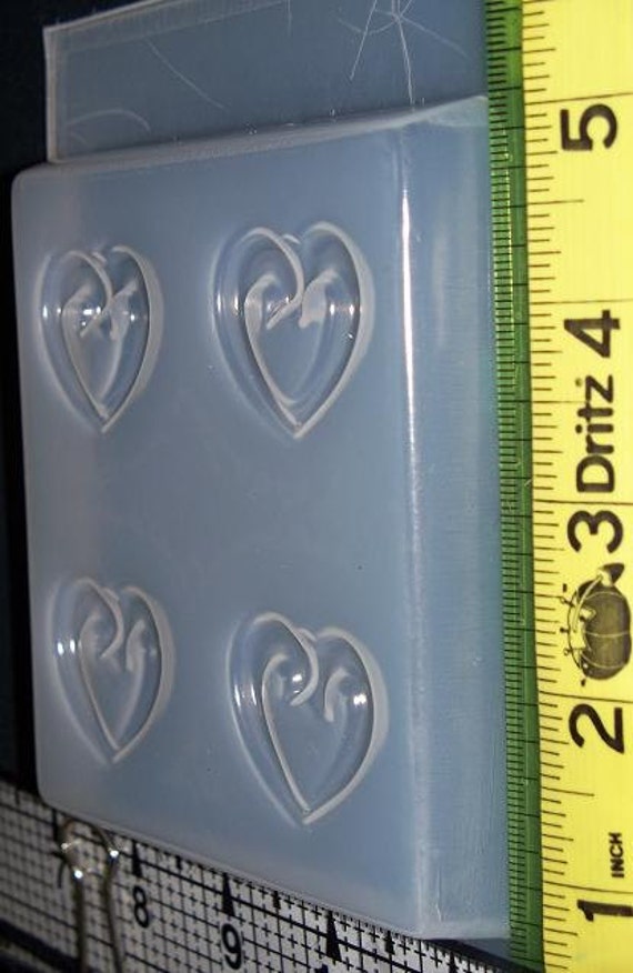 Heart mold for metal clay or resin jewelry making 4 cavity